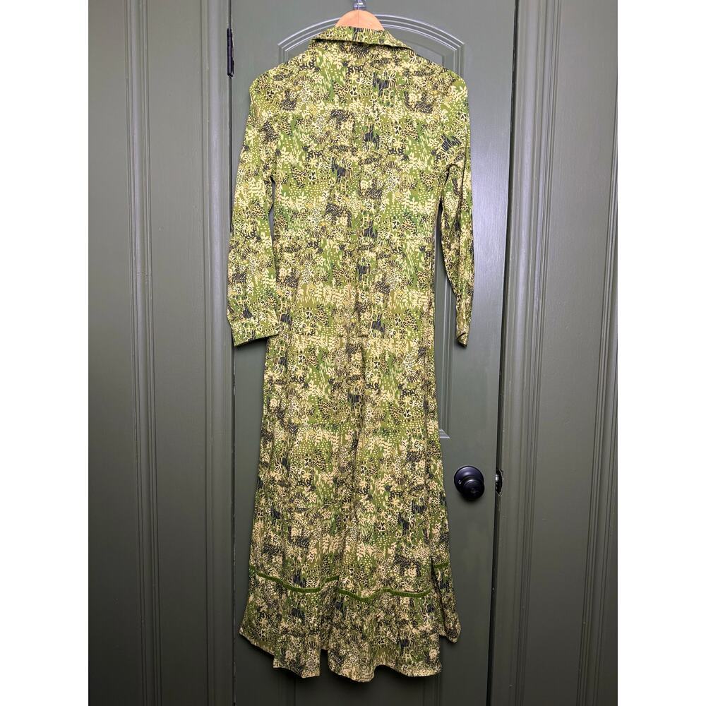 NWT Ro's Garden Jinette Maxi Animal Print Shirt Dress Jungle Tiger Green XS - Picture 5 of 6